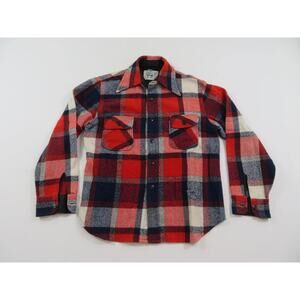 Kmart Flannel Shirt, Wool Blend, Red Plaid Womens Sz L 16/18 1980s